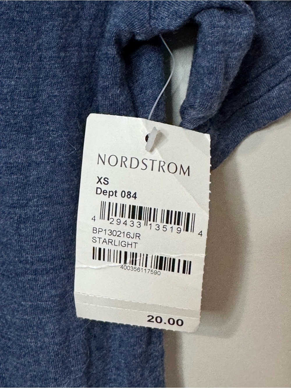 NEW Nordstrom Frenchi Deep Scoop Neck Short Sleeve Top - Blue Size XS - Picture 2 of 6